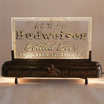 Anheuser Busch Feature Budweiser Bottled Beer Illuminated Sign