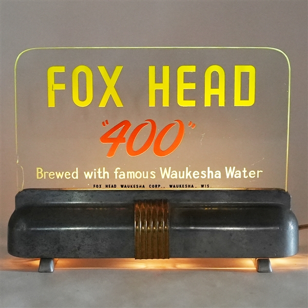 Fox Head 400 Brewed Famous Waukesha Water Illuminated Sign