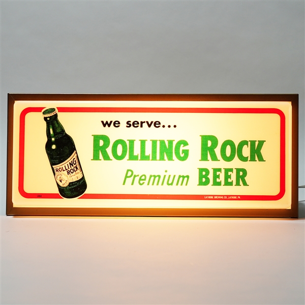 Rolling Rock Premium Beer PONY BOTTLE Illuminated Sign NOS