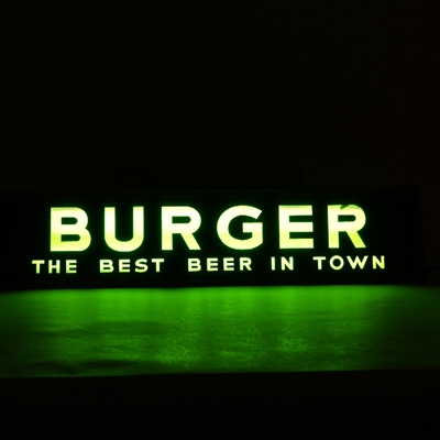 Burger Beer Ribbed Glass FIRE BALL Streamliner Illuminated Sign