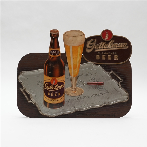 Gettelman Beer Composite and Paper 3D Sign SCARCE