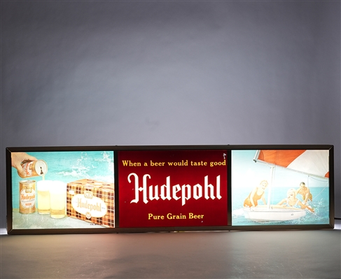 Hudepohl Pure Grain Beer Illuminated ZIP TOP 6 Pack Sign