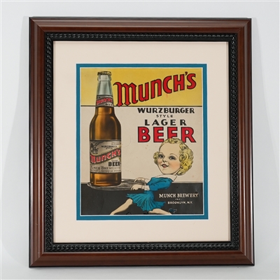 Munchs Wurzburger Lager Beer Watercolor Sign RARE