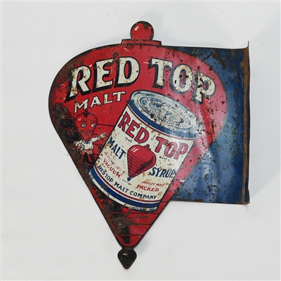Red Top Malt Syrup Tin Advertising Flange Sign RARE