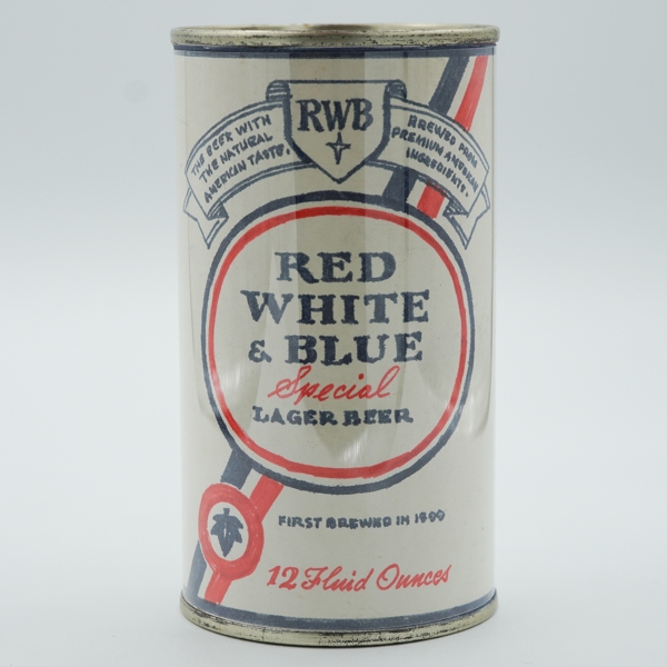 Red White and Blue Beer Test Flat Top Paper label DRAWN 