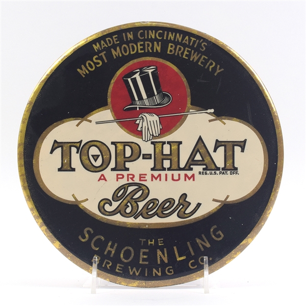 Top Hat Beer 1940s Button Sign SCARCE