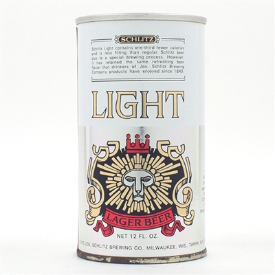 Schlitz Light Beer Foil Label Test Zip Top 243-39