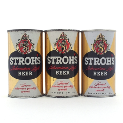 Strohs Beer 1950s Flat Tops Lot of 3 Different