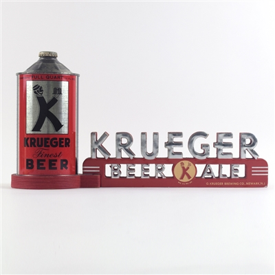 Krueger Beer Ale 1940s Bottle-Can Display and Quart Cone Top 213-17