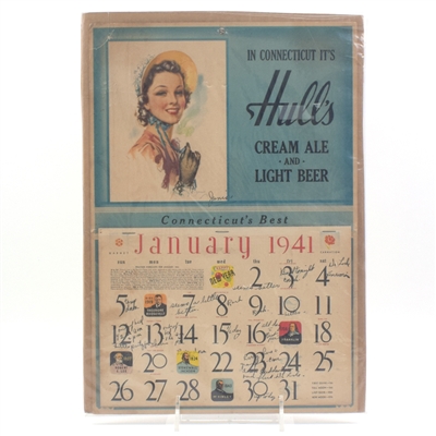 Hulls Ale Beer 1941 Priscilla Hull Hat Pin Calendar