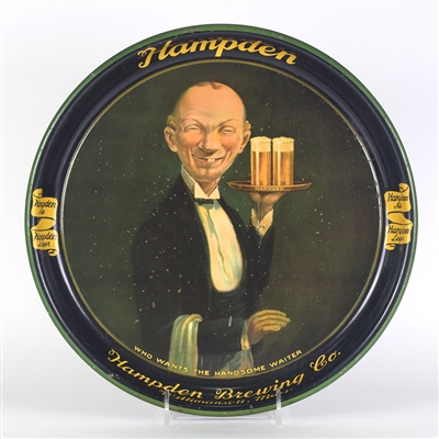 Hampden 1930s Handsome Waiter YELLOW TEXT Tray