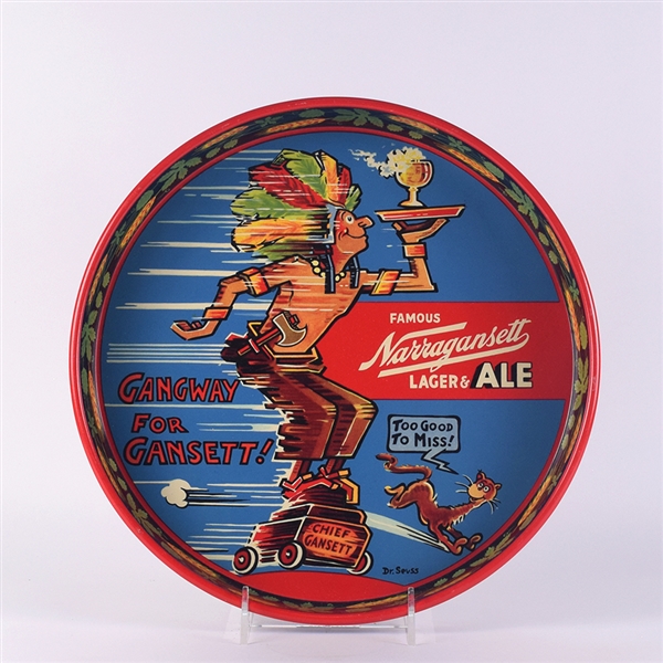 Narragansett Chief Gansett Dr Suess 1940s Serving Tray