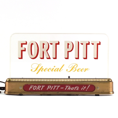 Fort Pitt Special Beer 1940s Reverse Painted Illuminated Sign