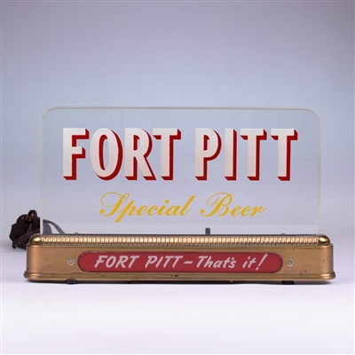 Fort Pitt Special Beer 1940s Reverse Painted Illuminated Sign