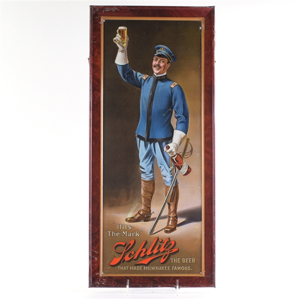 Schlitz Beer Pre-Prohibition Army Calvary Officer Tin Sign