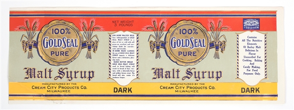 Cream City Malt Syrup Prohibition Paper Can Label