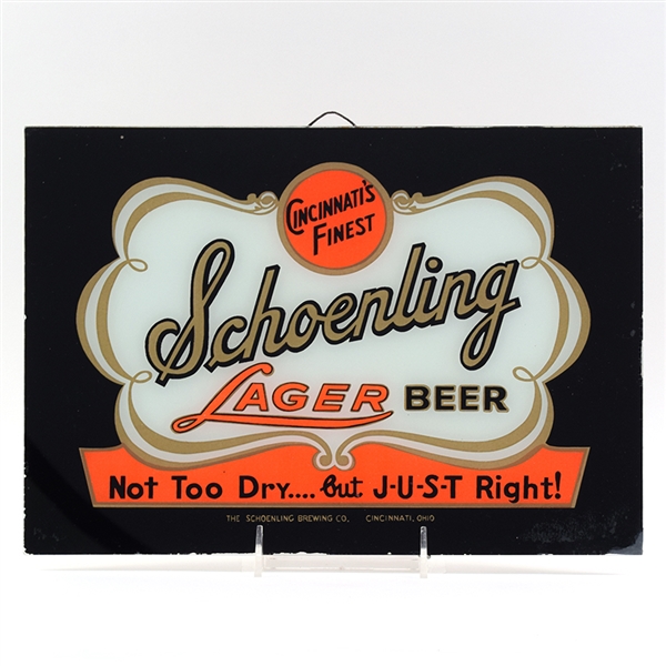 Schoenling Beer Reverse Painted Glass Sign