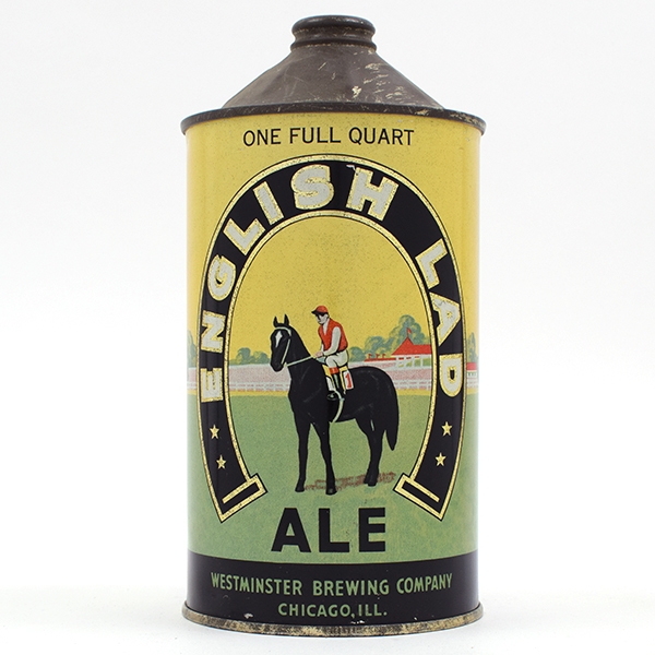 English Lad ALE Quart Cone Top RARE ACTUAL 207-18