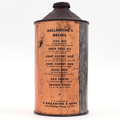 Ballantines Beer Quart Cone Top BREWS CAP-SEALED UNLISTED