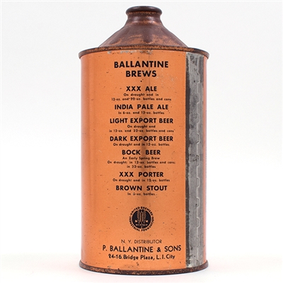 Ballantines Beer Quart Cone Top BREWS KEGLINED 202-12