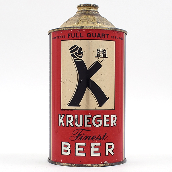 Krueger Beer Quart Cone Top MAGNIFICENT RARE ACTUAL 213-16