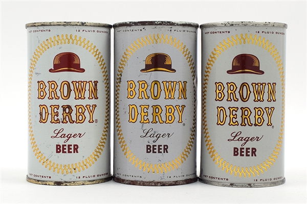 Brown Derby Beer Lot of 3 Different Flat Tops