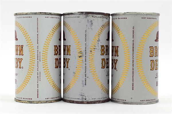Brown Derby Beer Lot of 3 Different Flat Tops