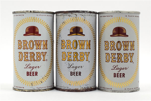 Brown Derby Beer Lot of 3 Different Flat Tops