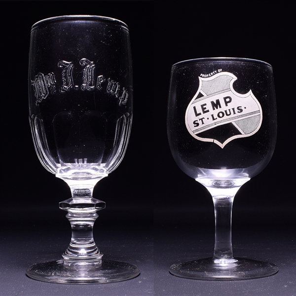 Lemp Beer Pre-Prohibition Stem Glasses Lot of 2 Different