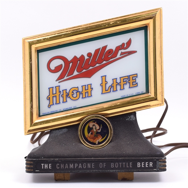 Miller High Life Circa 1940s Reverse Painted Illuminated Sign