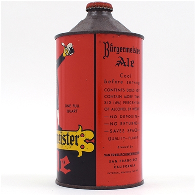 Burgermeister Ale Quart Cone Top CLEAN 204-16