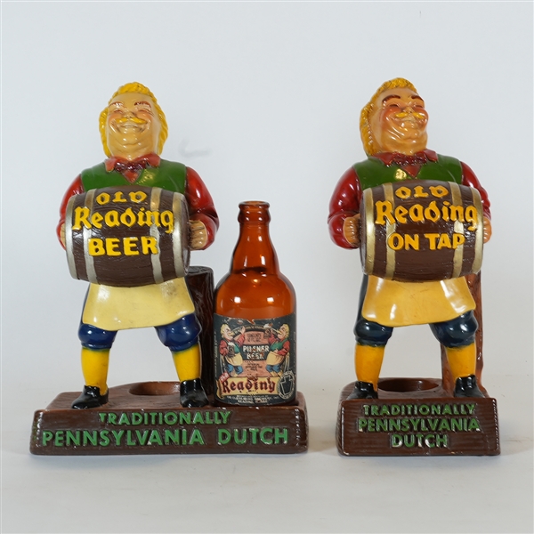 Old Reading Beer Bar Back Chalk Statue Set of 2