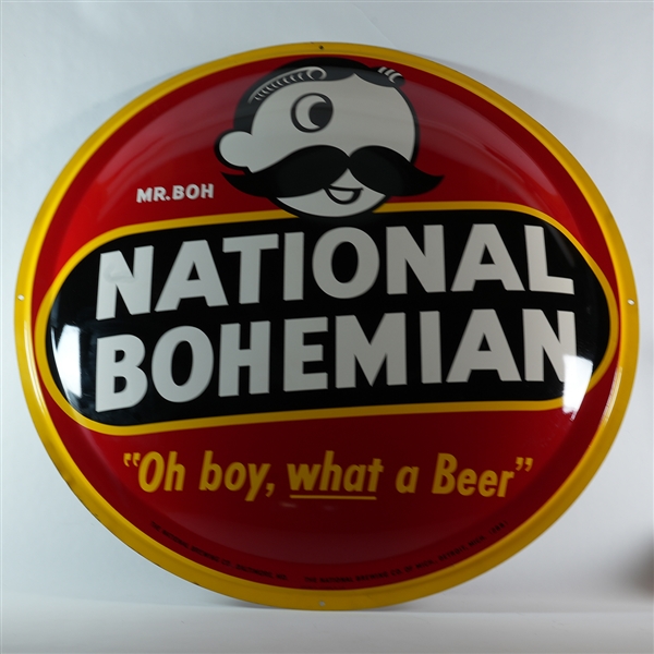 National Bohemian Oh Boy What A Beer Large Convex Metal Sign