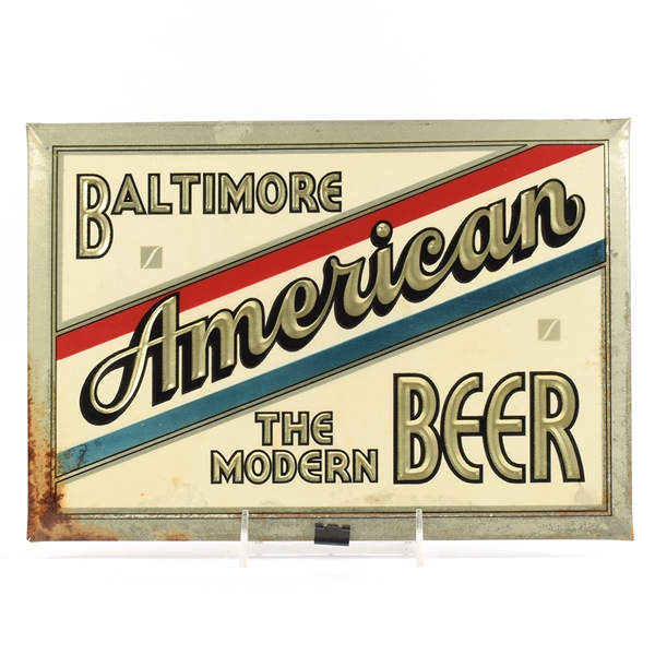 American Beer 1930s Celluloid Tin Over Cardboard Sign