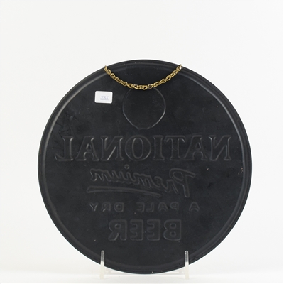 National Premium Beer 1930s Embossed Round Tin Sign