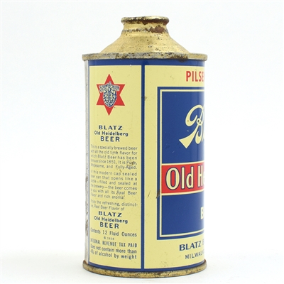 Blatz Old Heidelberg Beer Cone Top DNCMT 4 PERCENT 153-18