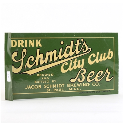 Schmidts City Club Beer Small Pre-Prohibition Tin Flange Sign