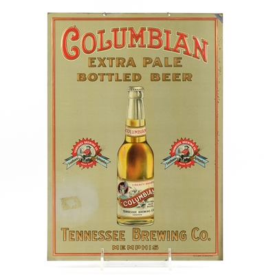 Tennessee Brewing Columbian Beer Pre-Pro Embossed Tin Sign