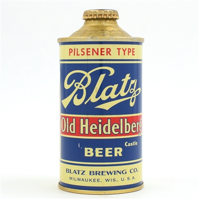 Blatz Old Heidelberg Beer Cone Top DNCMT 4 PERCENT UNLISTED