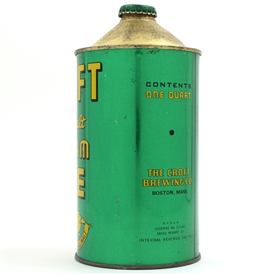 Croft All Malt Ale Quart Cone Top RARE THIS CLEAN 205-18