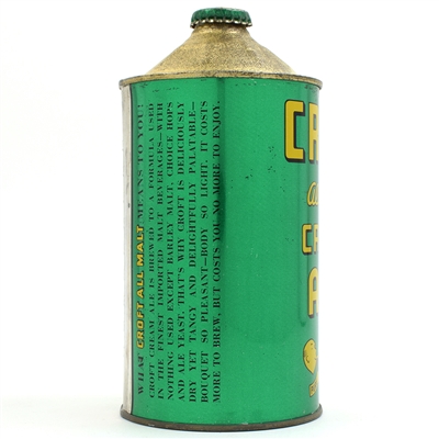 Croft All Malt Ale Quart Cone Top RARE THIS CLEAN 205-18