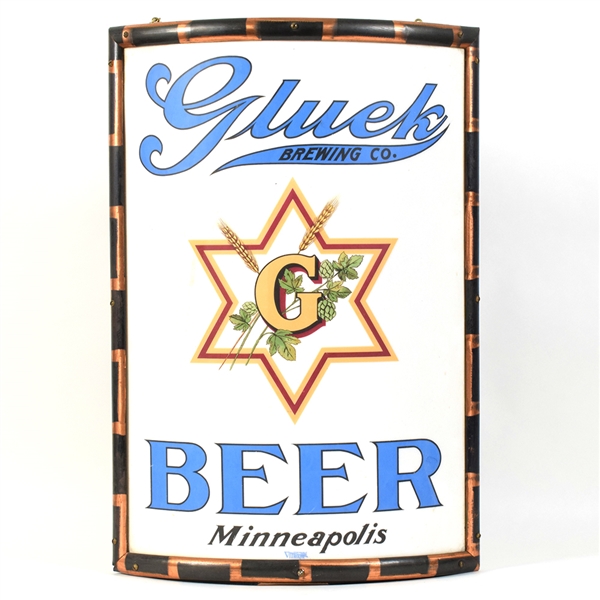 Gluek Beer Pre-Prohibition Vitrolite Corner Sign