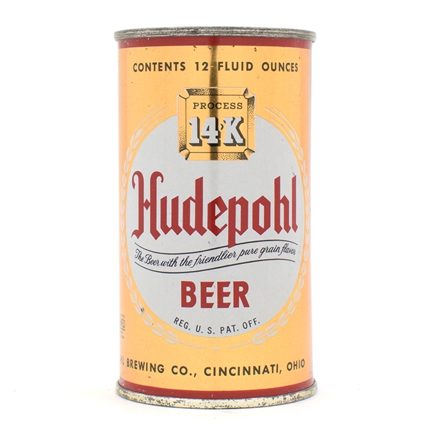Hudepohl Beer Flat Top DARK RED 84-14 EXCELLENT