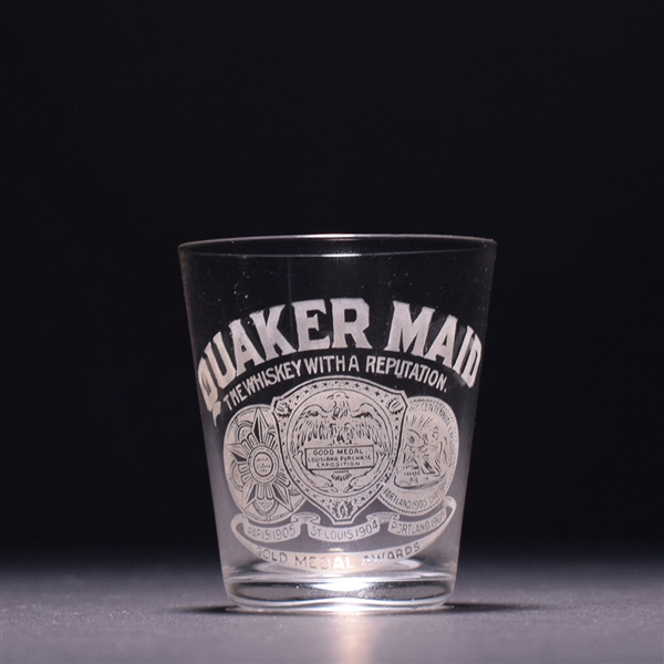 Quaker Maid Whiskey Pre-Prohibition Etched Shot Glass