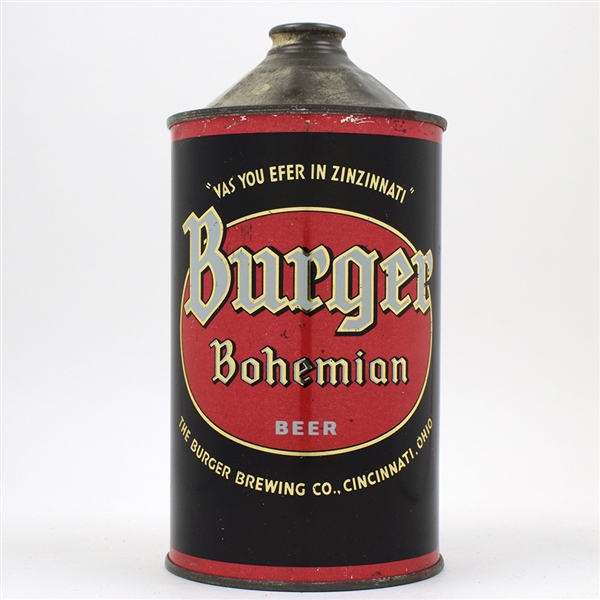 Burger Beer Quart Cone Top SCARCE THIS CLEAN ACTUAL 204-12