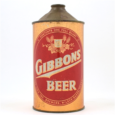 Gibbons Beer Quart Cone Top CLEAN FOR THIS LABEL IRTP 210-3