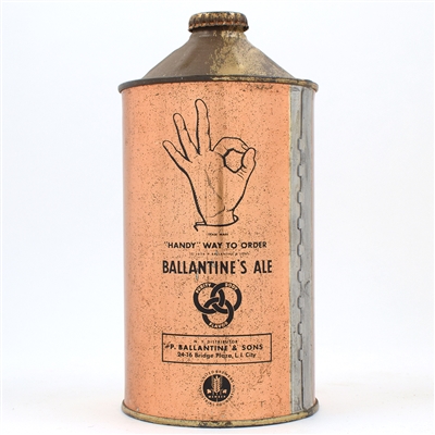 Ballantines Ale Quart Cone Top HANDY WAY SCARCE THIS CLEAN 202-4
