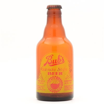 Bubs Beer 1930s ACL Steinie Bottle