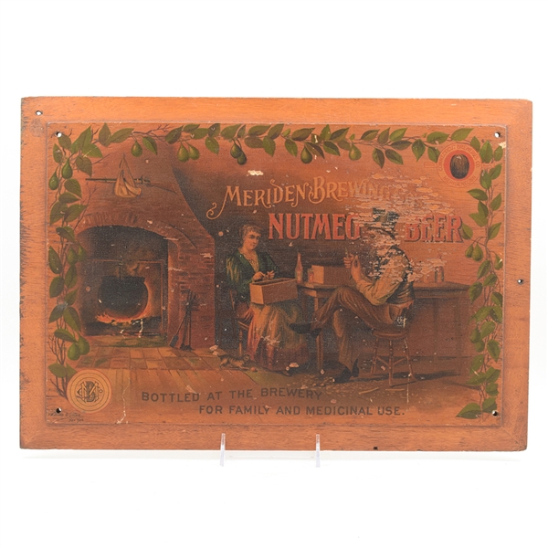 Meriden Brewing Nutmeg Beer Connecticut Wood Sign RARE