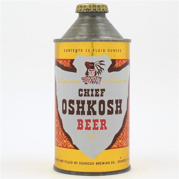 Chief Oshkosh Beer Cone Top SHARP NEAR MINT 157-19